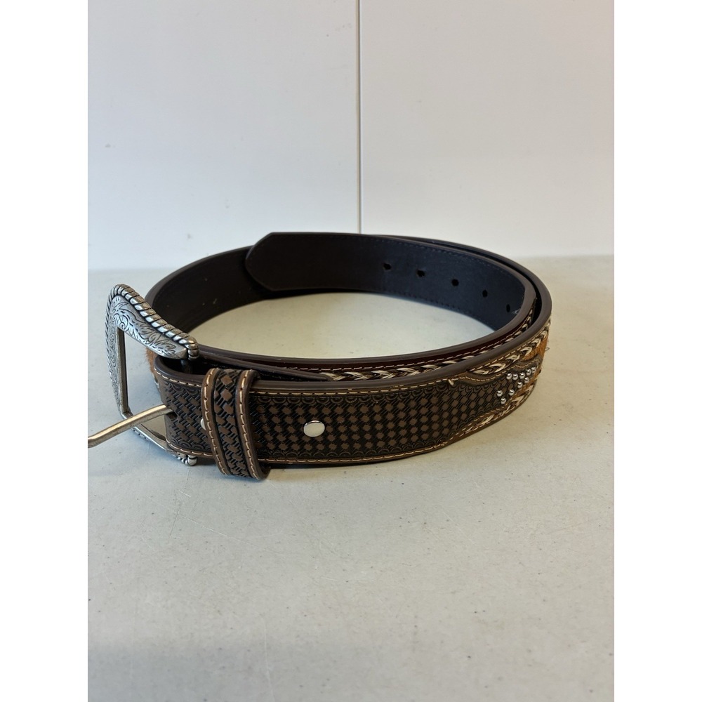 CODY JAMES; #RN138823 COWBOY BELT SIZE 36 BROWN LEATHER